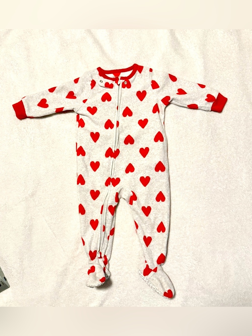 Carters Red Hearts Baby Girls Footed Onesie Size 12M